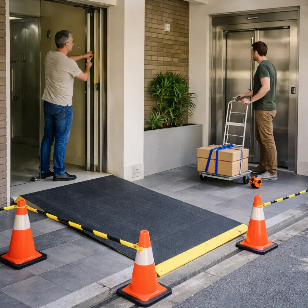Loading zone and building access prepared for an interstate pickup with stairs and lift planning