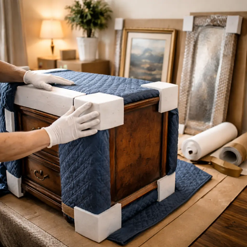 Antique furniture, artwork and fragile items packed to protective standards for interstate transport from Tasmania