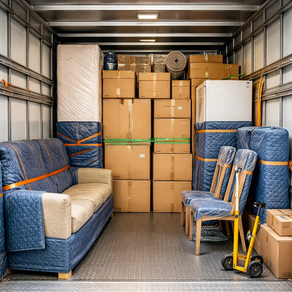 Backloading truck space for a Tasmania move with wrapped furniture and shared load transport