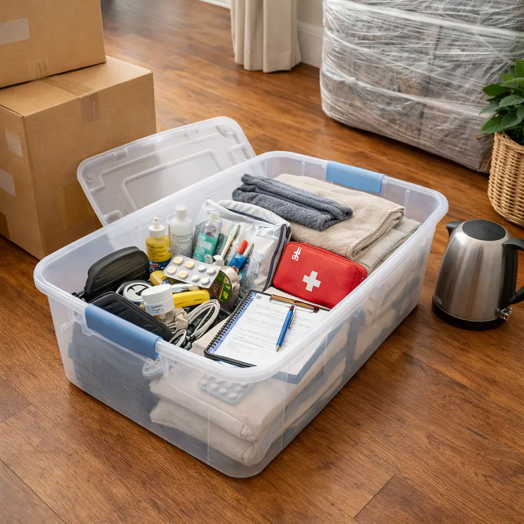 Tasmania moving essentials list prepared before loading day with key household items set aside separately