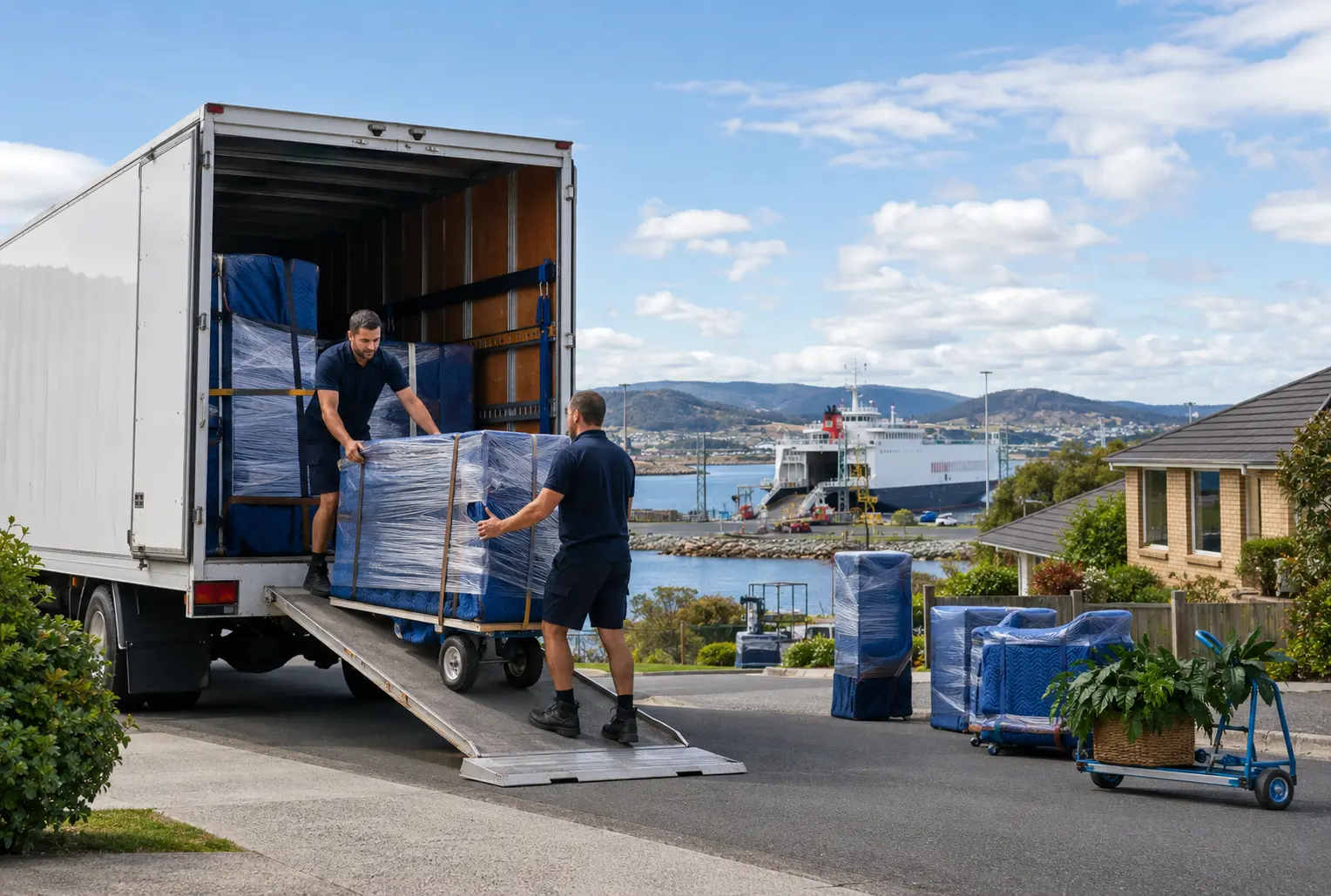 Interstate removalists moving furniture from mainland Australia to Gagebrook Tasmania