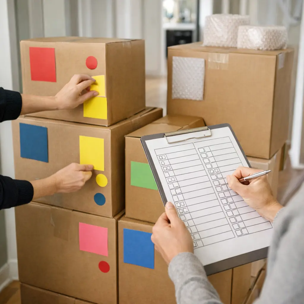 Labelling boxes and keeping an inventory list to speed up loading and reduce mix-ups at delivery