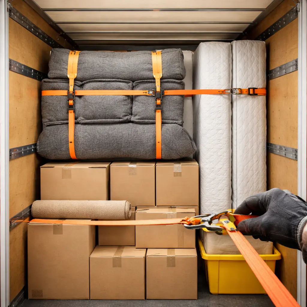 Protective wrapping, stacking and secure loading for long-distance removals from Tasmania