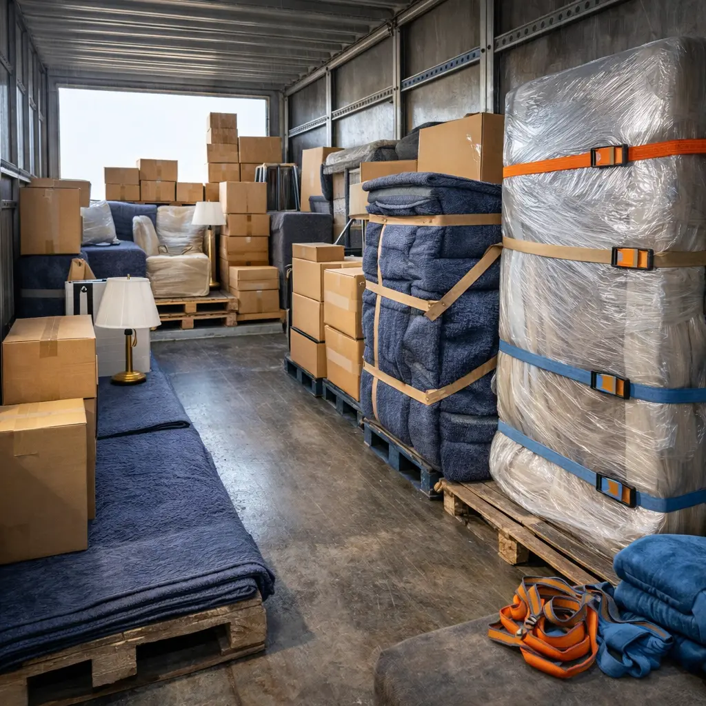 Shared load and storage planning for a Tasmania move with wrapped household goods and delivery coordination