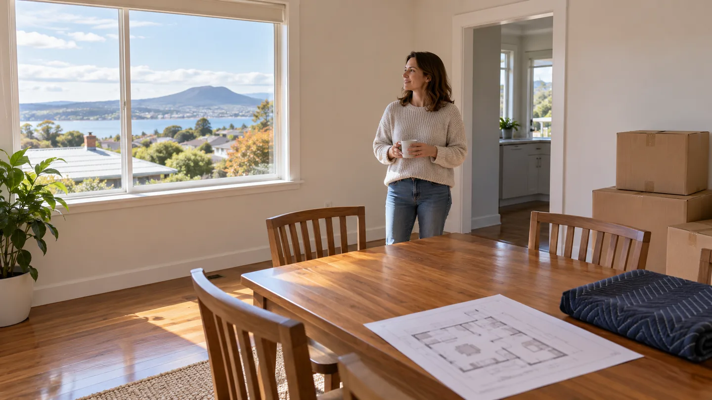 Illustration of a household planning furniture return to a renovated dining room